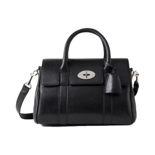 Kleine Bayswater Satchel, Zwart High Shine Mulberry , Black , Dames