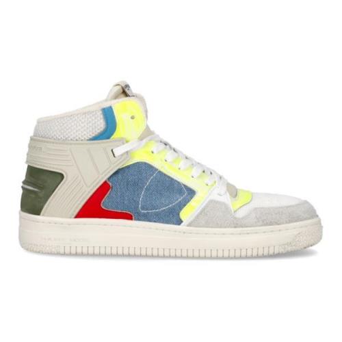 Retro Stijl Blauw Witte Sneakers Philippe Model , Multicolor , Heren