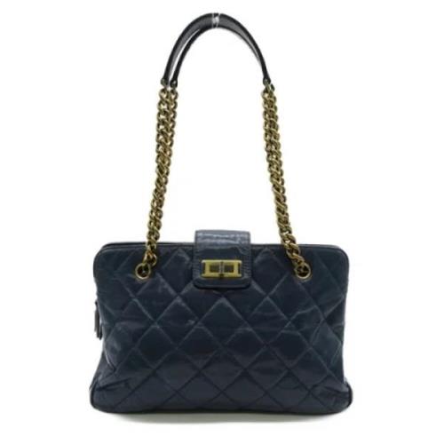 Pre-owned Leather totes Chanel Vintage , Blue , Dames