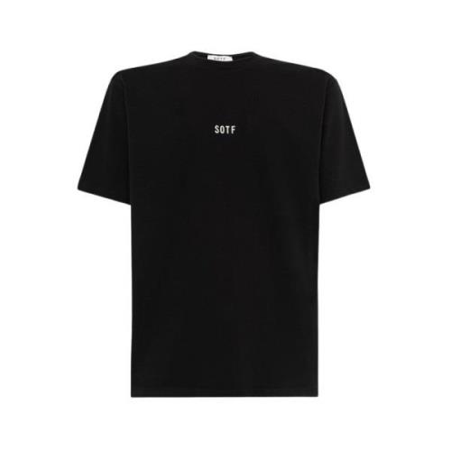 Effen Crew Neck T-Shirt Sotf , Black , Heren