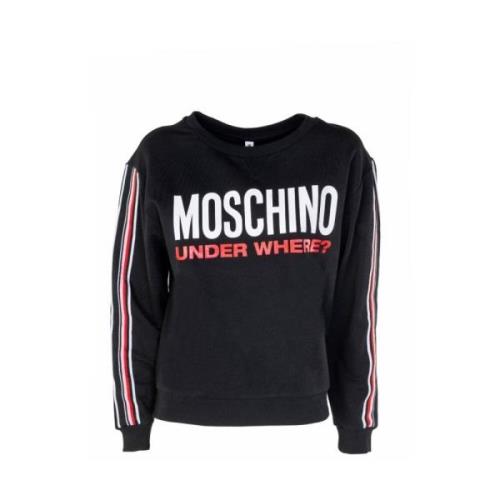 Zwarte Crewneck Sweatshirt Under Where? Print Moschino , Black , Dames