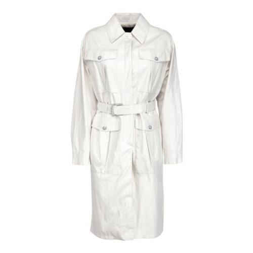 Witte Kunstleren Trenchcoat Pinko , White , Dames