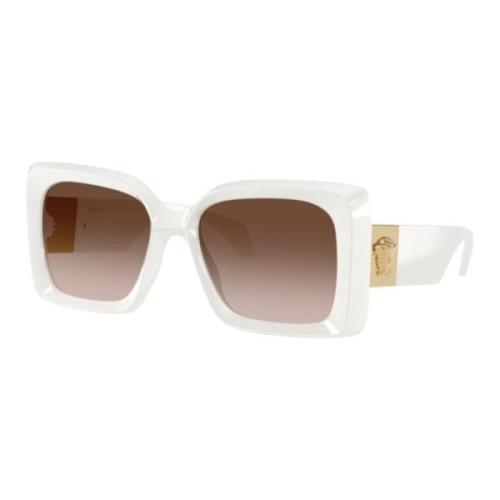 Vierkante zonnebril bruin verloop wit montuur Versace , White , Dames