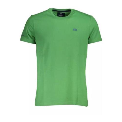 Groene Katoenen T-shirt met Geborduurd Logo La Martina , Green , Heren
