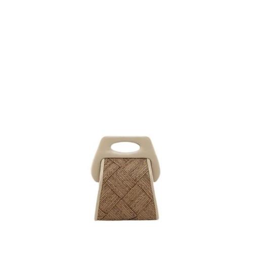 Geweven Stro Mini Tote Tas THEMOIRè , Beige , Dames