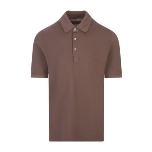 Bruine Polo Shirt Korte Mouw Fedeli , Brown , Heren