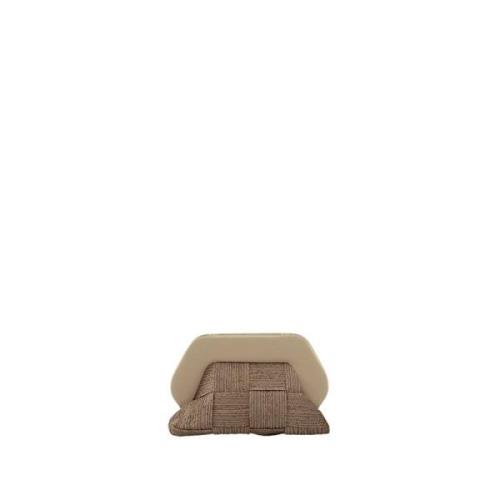 Gevlochten Stro Clutch Tas Vegan Stof THEMOIRè , Beige , Dames