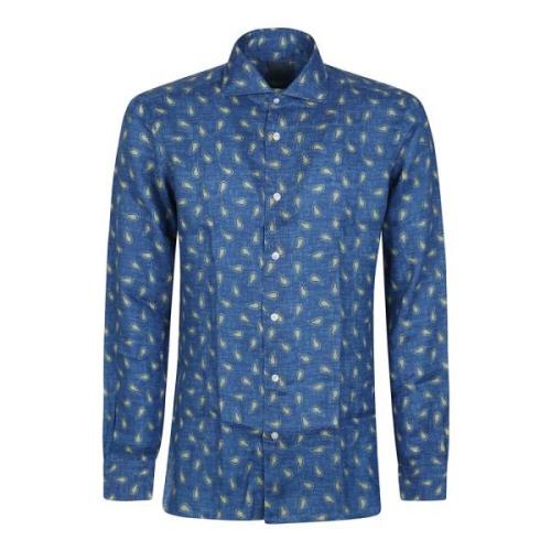 Blauw/Geel Neck Shirt Barba Napoli , Blue , Heren