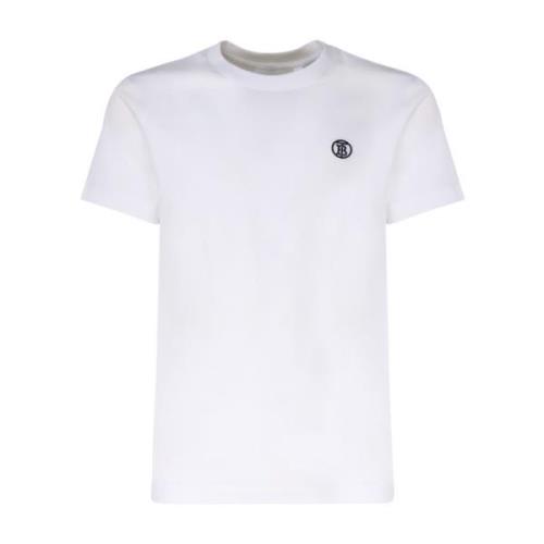 Witte Jersey Geweven Logo T-shirt Burberry , White , Heren