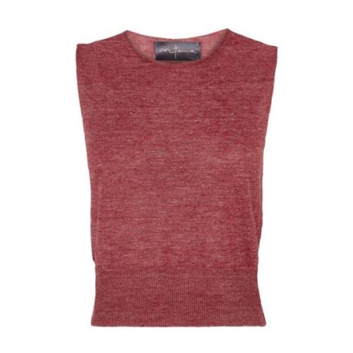 Donkerrode Linnen Gebreid Vest Cortana , Red , Dames