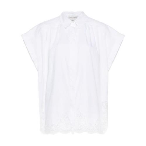 Witte Overhemd met Bloemenkant Ermanno Scervino , White , Dames