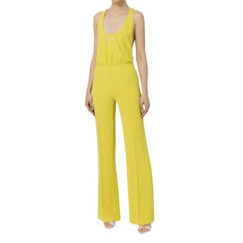 Geel Jumpsuit Set met Logo Print Elisabetta Franchi , Yellow , Dames