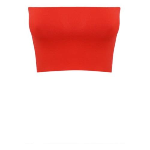 Rode Strapless Stretch Top met Geborduurd Logo Liviana Conti , Red , D...