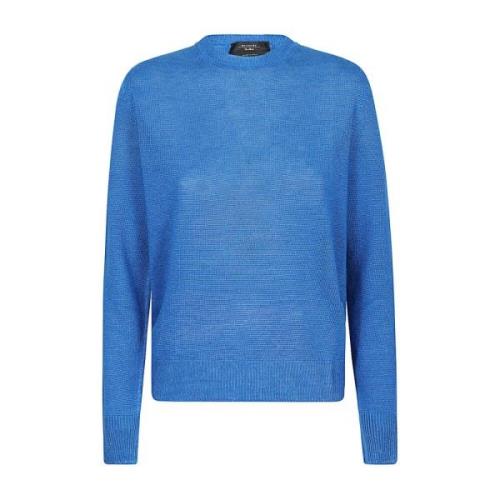 Blauwe Linnen Basic Top Max Mara Weekend , Blue , Dames