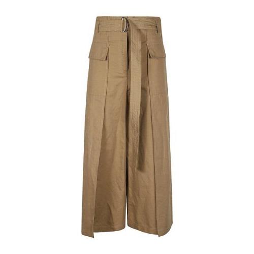 Wijde Pijp Bruine Katoen Linnen Broek Max Mara Weekend , Brown , Dames