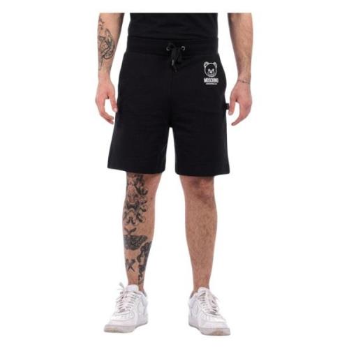 Zwarte katoenen shorts met voorzakken Moschino , Black , Heren