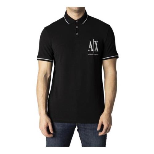 Zwart Print Polo Shirt Heren Armani Exchange , Black , Heren