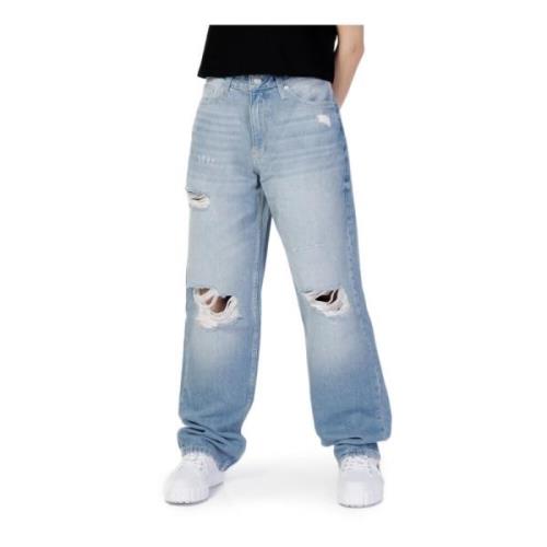 Blauwe Versleten Jeans Calvin Klein Jeans , Blue , Dames