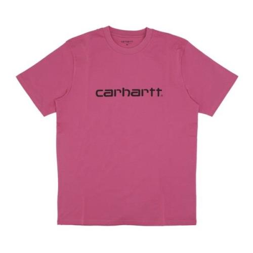 Magenta/Zwart Streetwear Tee Carhartt Wip , Pink , Heren
