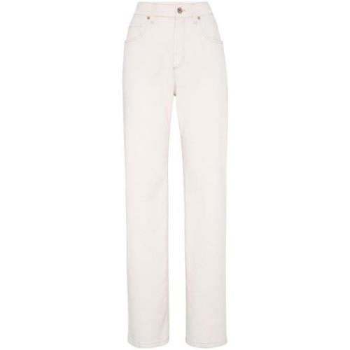 Ecru Straight-Leg Jeans Brunello Cucinelli , White , Dames