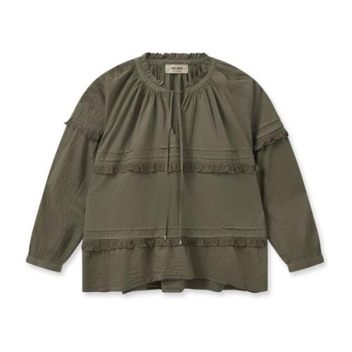 Voile Borduurwerk Blouse Dusty Olive MOS Mosh , Green , Dames