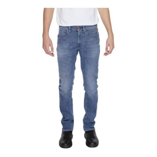 Blauwe Rits Knoop Jeans Zakken Jeckerson , Blue , Heren