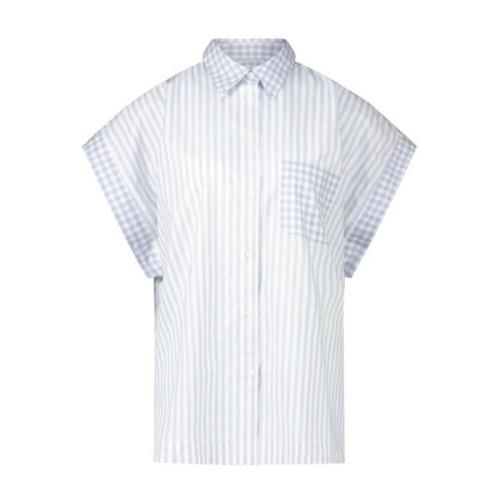 Katoenen blouse met korte mouwen en gestreept patroon PS By Paul Smith...