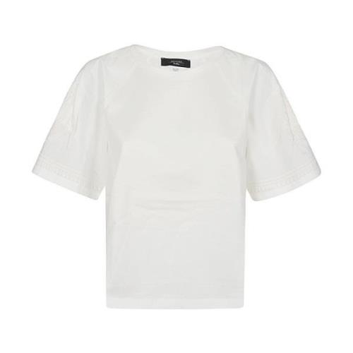Geborduurd Katoen Wit T-shirt Max Mara Weekend , White , Dames