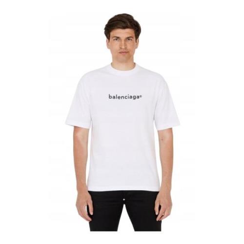 Logo Print T-shirt - Wit Balenciaga , White , Heren