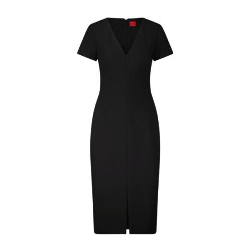 Elegant V-Neck Sheath Dress Hugo Boss , Black , Dames
