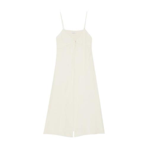 Midi Jurk Wit Smock Detail Patrizia Pepe , White , Dames