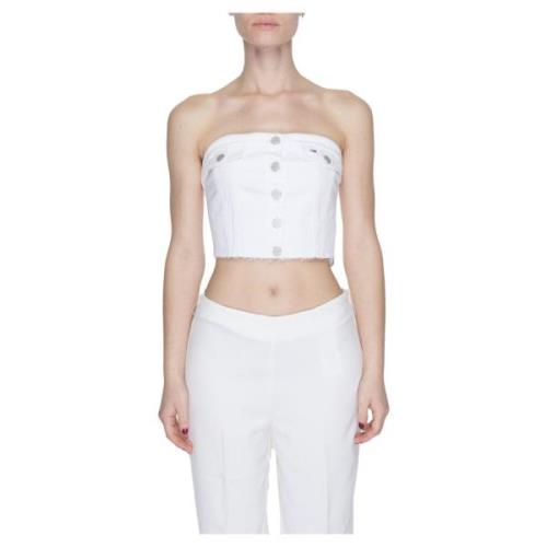 Wit Knoopsluiting Dames Top Tommy Jeans , White , Dames