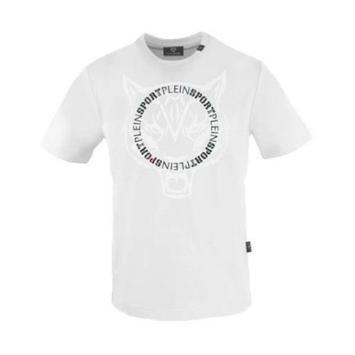 Katoenen T-shirt met Front Print Plein Sport , White , Heren