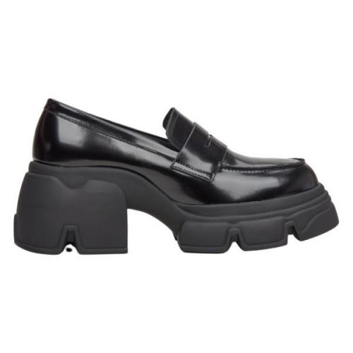 Dames Zwarte Loafers met Dikke Zool gemaakt van Echt Leer Er00113584 E...