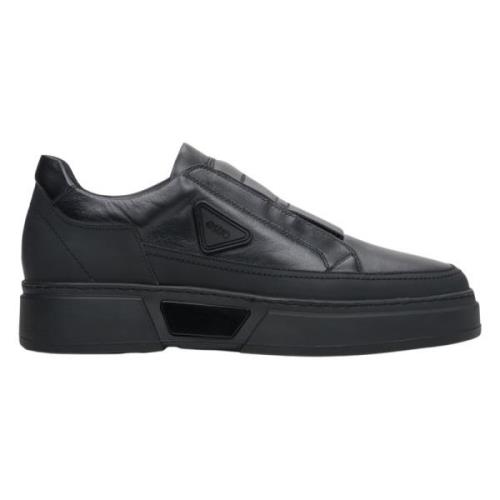 Heren Zwarte Slip-On Sneakers gemaakt van Echt Leer Er00113805 Estro ,...