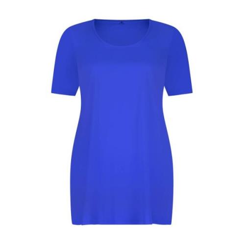 Ronde Hals T-shirt Plus Basics , Blue , Dames