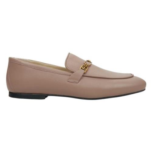 Beige Leren Penny Loafers met Zilveren Ketting Estro , Beige , Dames