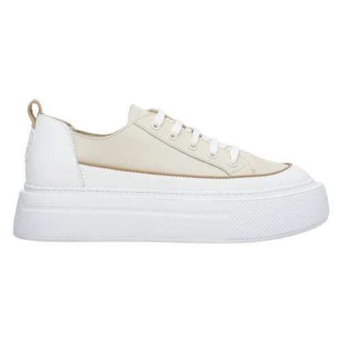 Dames Beige & Witte Lage Top Leren Sneakers Er00113363 Estro , Multico...