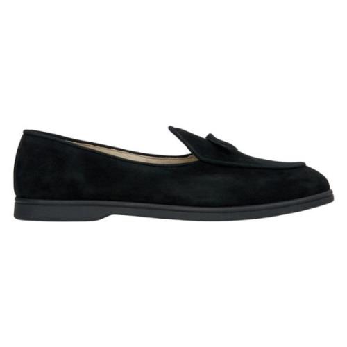 Dames Zwarte Loafers gemaakt van Italiaans Echt Velours met Franjes Es...