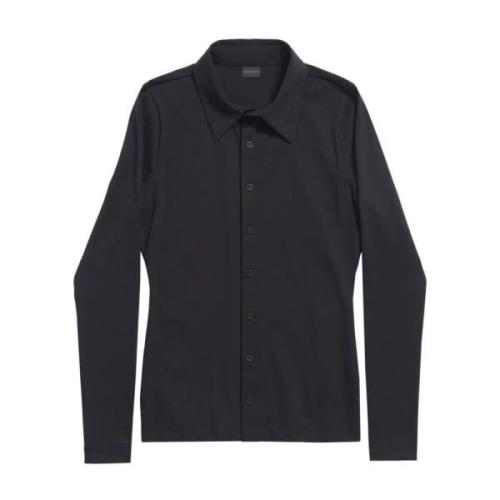 Zwart Stretch Jersey Klassieke Kraag Shirt Balenciaga , Black , Dames