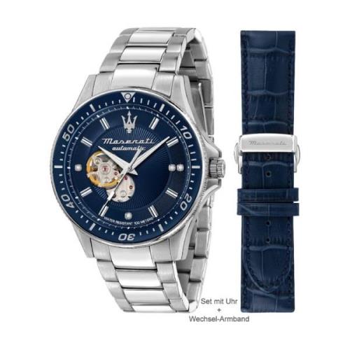 Automatisch Stalen Horloge, Blauwe Kast Maserati , Gray , Heren