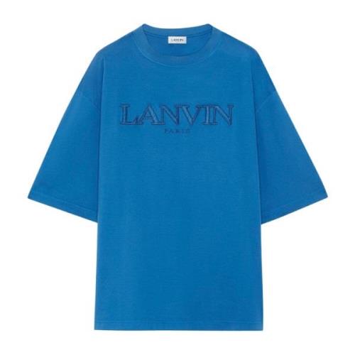 Blauw Geborduurd Oversize Tee-Shirt Parijs Lanvin , Blue , Heren