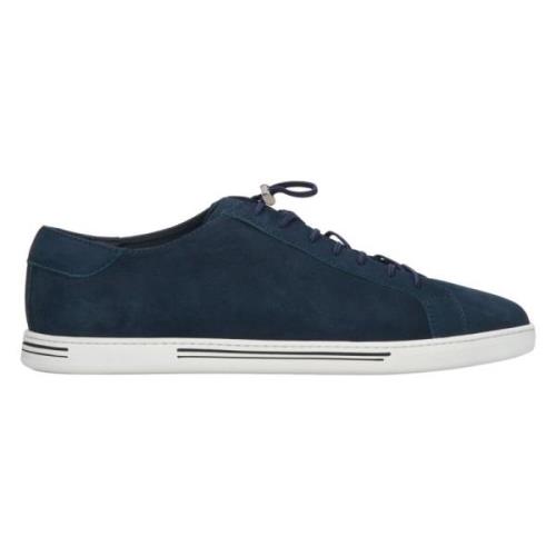 Heren Navy Blue Nubuck Lage Sneakers met een Elastische Turnbuckle Er0...