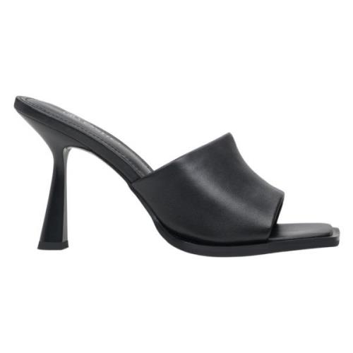 Zwarte Dames Echt Leren Stiletto Muiltjes Er00113403 Estro , Black , D...