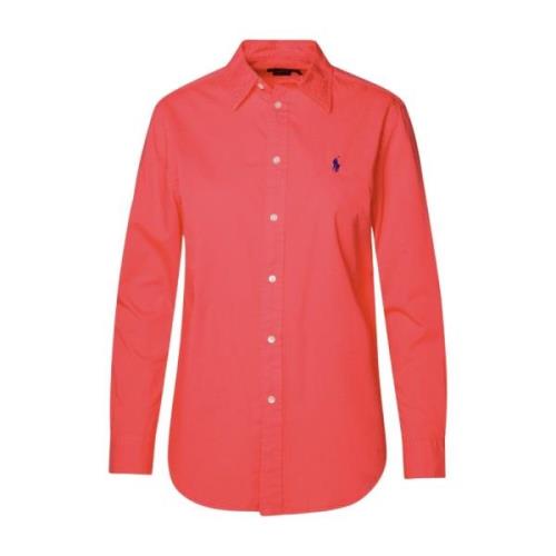 Puntkraag Katoenen Overhemd Ralph Lauren , Red , Dames