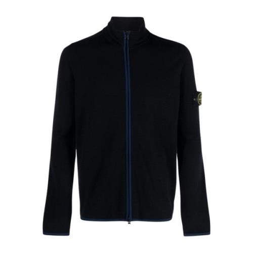 Blauwe Zippered Compass Sweatshirt Stone Island , Blue , Heren