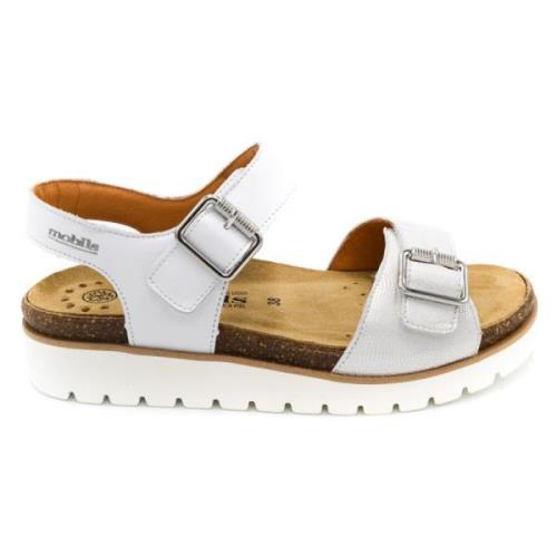 Witte Leren Sandalen Rubberen Zool Mephisto , White , Dames