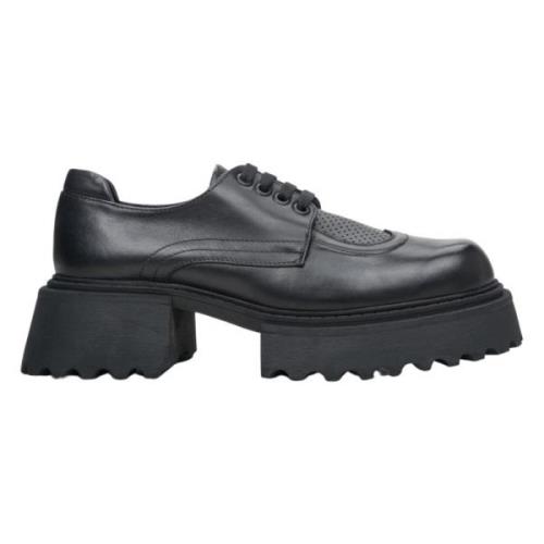 Zwarte leren brogues met dikke zool Estro , Black , Dames