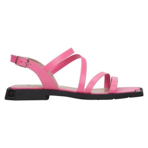 Roze Leren Strappy Sandalen Estro , Pink , Dames