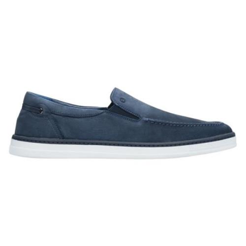 Blauwe Nubuck Loafers voor Heren Estro , Blue , Heren